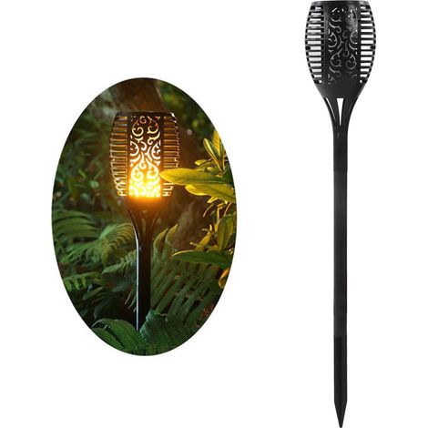 Solar-Gartenleuchte (96 LED-Flammenlicht, dekorative Außenleuchte zum Einstecken in den Boden für Garten oder Hof mit Sensor) (1/5)