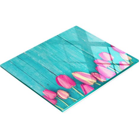 Vassoio da portata in vetro temperato con grafica a tulipani, 60x52 cm (1/5)