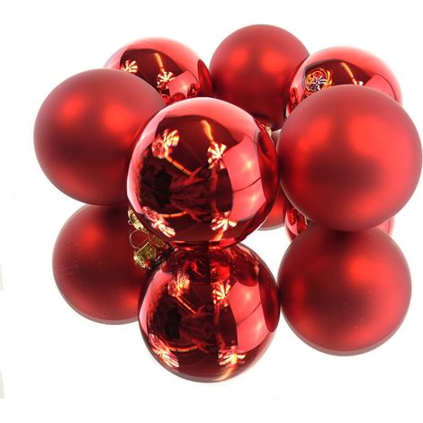 Christbaumkugeln Christmas Red rot Ø 8 cm aus Glas - 6er Set (1/3)