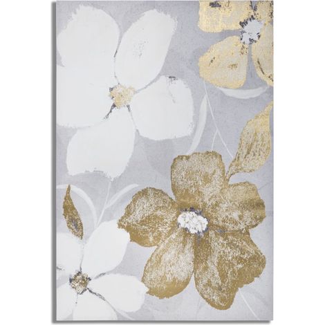 Stampa Dinpinta Flowery 80x3x120 cm in Legno e Tessuto (1/5)