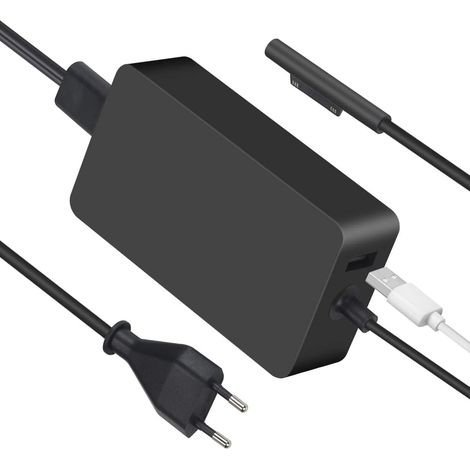 Chargeur de surface 65 W 15 V 4 A Microsoft pour ordinateur portable Surface 7/6/5/4/3/2/1, Surface Pro 11/X/10/9/8/7/7+/6/5/4/3, Surface Go 4/3/2/1, Surface Book 3/2/1, avec câble de charge USB 5 V (1/5)