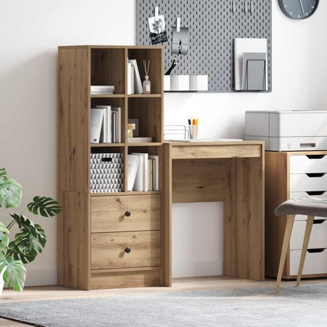 Escritorio con almacenamiento con cajón 2 pcs Roble artisan