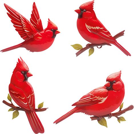 【Décoration Métallique d'oiseaux】+ 【Oiseaux Rouges】+ 【4 pièces】 + 【Jardin/terrasse】 [Oiseaux Rouges Métalliques 4 pièces pour la décoration de jardin/terrasse] (1/5)