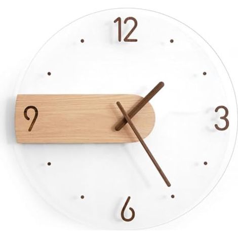 Horloge murale 30 cm (12 pouces) style nordique, mouvement à quartz silencieux, décoration murale minimaliste et moderne, horloge murale sans tic-tac, en acrylique et bois. (1/5)