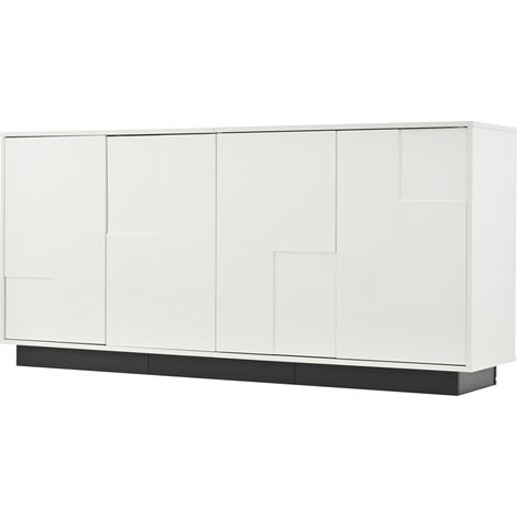 Aparador de salón 160 x 37 x 75,5 cm con 4 puertas blanco y negro (1/5)
