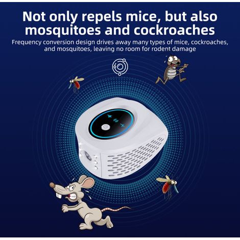 90-250V 4-in-1 Ultrasonic Mosquito Repellent, Mouse Repellent, Rat Repellent, Fully Automatic Alternating Sonic Frequency 25KHz-65KHz, 10dB Noise, 3W High Power (Bla (1/5)