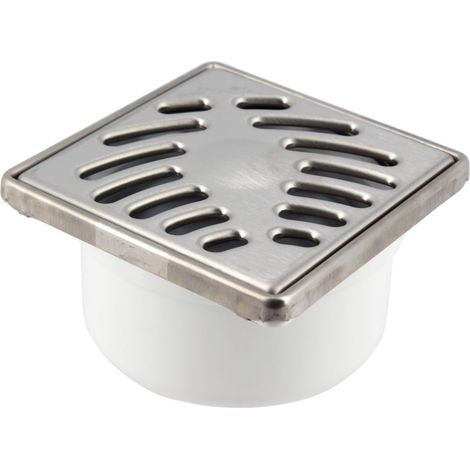 Vertikaler Boden-Siphon zum Kleben - Ø40 oder 50 - Edelstahlgitter 100x100mm