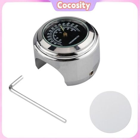 Cocosity Horloge Universal Motorcycle Handlebar Meter Thermometer Waterproof auto compte-tours Température du cadran noir argenté (1/5)