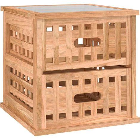Maison Exclusive - Comodino 34x34x34 cm in Legno Massello di Noce (1/5)