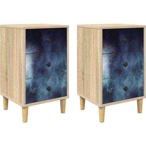 Bedside Cabinet RAALTE 2 pcs Sonoma Oak 36 x 33 x 60 cm vidaXL