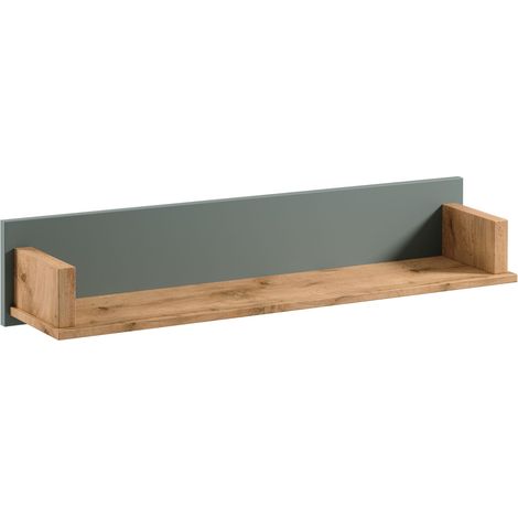 AX LIVING Bücher Regal Iseonia P1 – 110 cm breit, Eiche Wotan/Green