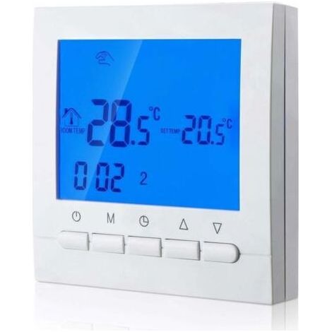 Thermostat numérique chauffage connexion 2 fils avec programmation 6 jours ouvrables et 2 périodes week-ends (1/5)