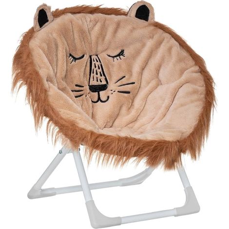 Fauteuil pliant pour enfant Lion, marron (1/3)