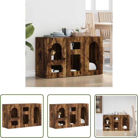 Holzwerkstoff - Sideboard Geräucherte Eiche 100 x 35 x 59 cm Holzwerkstoff (1/5)