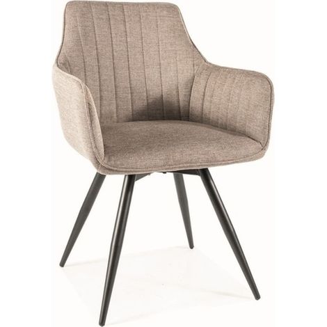 Chaise en tissu beige pivotante à 180° structure noir mat ZYROX (1/2)