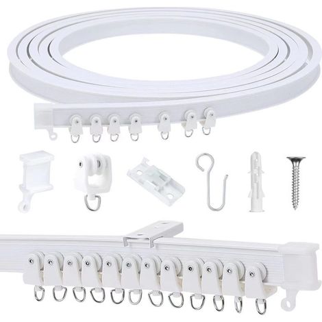 Rail de rideau 5 m flexible et incurvé – Matériau PVC – Idéal pour chambre, balcon, salle de bain, séparateur et plafond (1/5)