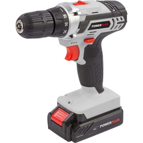 Taladro Atornillador Inalámbrico 16V con Batería 1300 mAh y Cargador, 2 Velocidades, 18 Niveles de Par, Luz LED y 7 Brocas