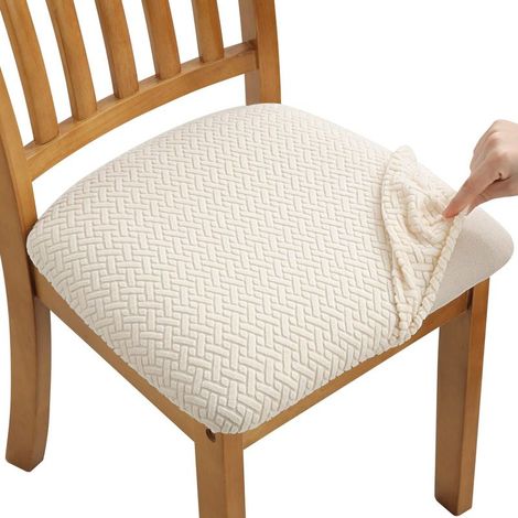 4 Pieces Stretch Jacquard Dining Chair Covers, Removable and Washable (with Back Straps) (1/5)