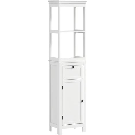 Meuble de salle de bain, avec tiroir, réglable, blanc, 40 × 30 × 165 cm, MDF, 15,5 kg (1/5)