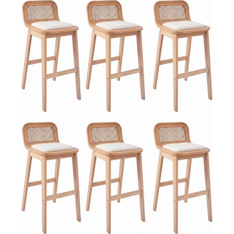 Set Barhocker Eiche, Samt & Wiener Geflecht H65 LUNA (1/5)