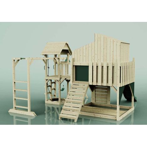 Polarplay Spielturm Liv aus Holz in GrünKinderschaukel (1/4)