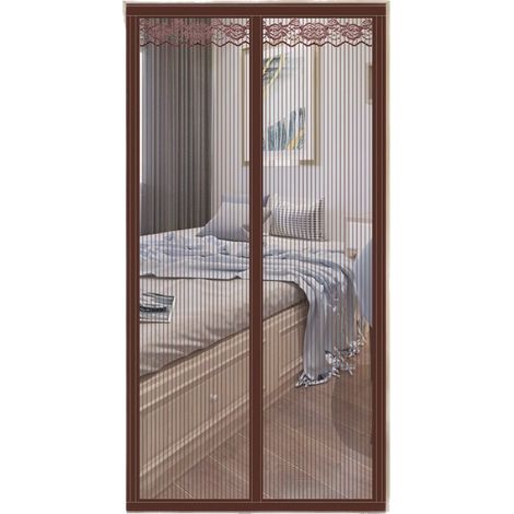 Moustiquaire magnétique de porte dimensions 90 cm x 210 cm pour porte et porte fenêtre couleur marron café (1/4)