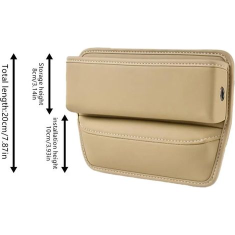 (Gris) Organisateur de siège auto pour combler les espaces entre les sièges, en cuir PU, avec poches latérales et porte-gobelet. (1/5)