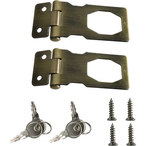 Set aus 2 Türschlössern aus Bronze, 6,35 cm (2,5 Zoll) mit Schlüssel, rostbeständig und geeignet für kleine Türen. (1/5)