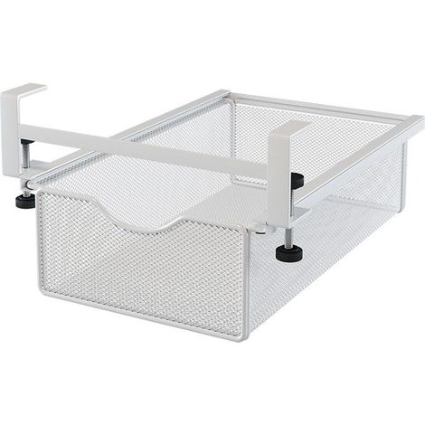 1 escritorio multifuncional de hierro antiperforación, mesa auxiliar pequeña blanca, 36,5 x 21,5 x 9 cm (1/5)