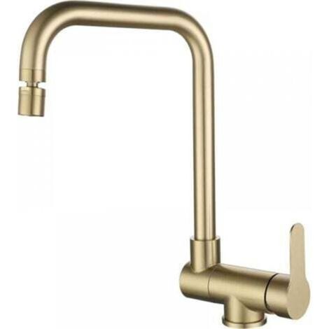 Klappbare Küchenarmatur, klappbare Küchenarmatur aus gebürstetem Edelstahl in Goldoptik, moderne klappbare Armatur
