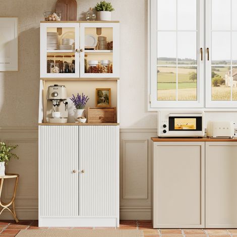 Sideboard – 2 Türen – einstellbare LED-Beleuchtung mit Fernbedienung – verstellbare Einlegeböden – 70 × 180 × 40 cm – Kabeldurchführung – feuchtigkeitsbeständig – Weiß (1/5)