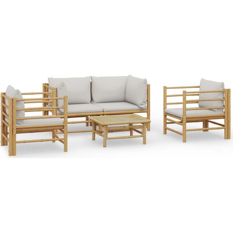 Maison Exclusive - 5-tlg. Garten-Lounge-Set mit Hellgrauen Kissen