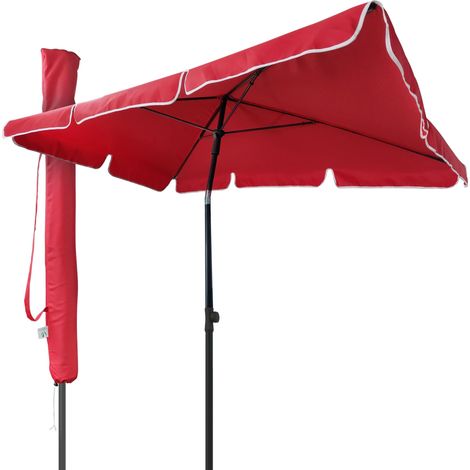 VOUNOT® Sonnenschirm für Balkon, 200 × 125 cm, Knickbarer Balkonschirm Rechteckig, Rot (1/5)