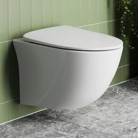 Modern Slim D-Shape WC Toilet Seat Bathroom Soft Close Top Fix Gloss White (1/3)