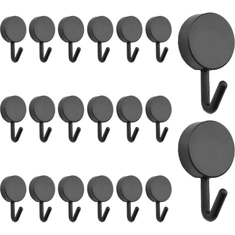 20 Pack Self Adhesive Hooks Strong Plastic Hooks for Home, Kitchen, Bathroom, Office, Door, Black (1/5)