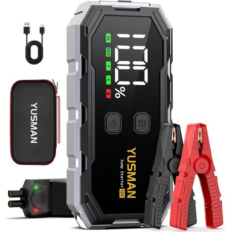 8000A Booster Batterie Voiture, 12V Démarreur de Batterie de Voiture Portable(Jusqu’à All Gaz & 10L Diesel), Jump Starter, avec Pinces de Sûreté Intelligentes, Lumière LED, Port de QC3.0 (1/5)