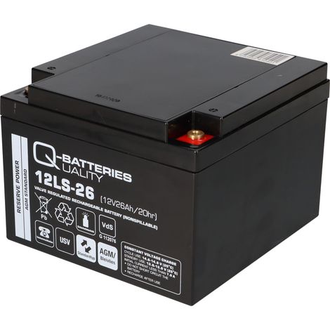 Q-Batteries 12LS-26 12V 26Ah Blei-Vlies-Akku / AGM VRLA mit VdS (1/5)
