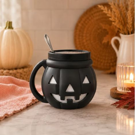 Coupe à dessert citrouille d'Halloween en céramique noire - 301-400 ml