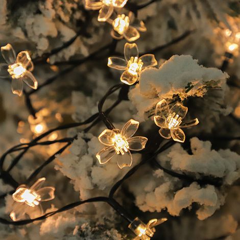 Guirlande lumineuse solaire d'extérieur, 6,5 m, 30 LED, motif fleurs-AquaForge