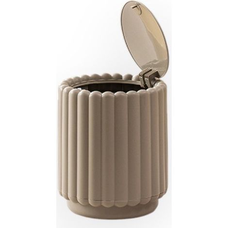 Petite poubelle de bureau avec couvercle à pression, ouverture large, facile à nettoyer, 12,5 x 15 cm, 1 pièce, gris foncé (1/5)