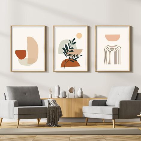 Leinwandbilder Abstrakt Boho Wohnzimmer Set 3PCS-70x100cm Geometrie 5 (1/5)