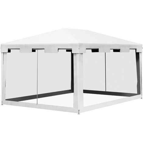 3x3 m Gartenpavillon, wasserdichter Faltpavillon, Dach 395x295x255 cm, Weiß