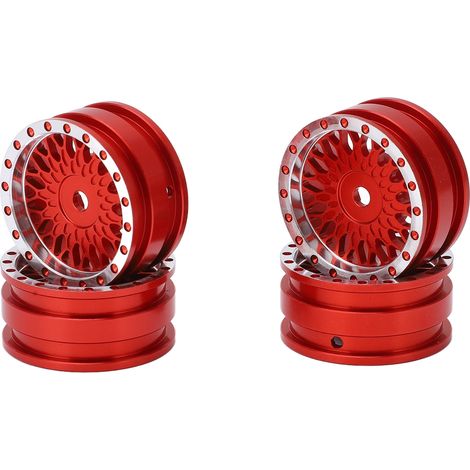Stück Aluminiumfelgen mit Maschenmuster für 1/24 RC-Cars Axial SCX24 AXI90081 AXI00001 Rot (1/5)