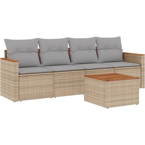 Maison Exclusive - Juego de sofás jardín con cojines beige mezcla (1/5)