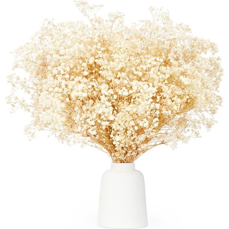 Gypsophila seca de 43 cm, más de 3500 flores blancas, para coronas, bodas, jarrones y decoraciones hechas a mano. (1/5)