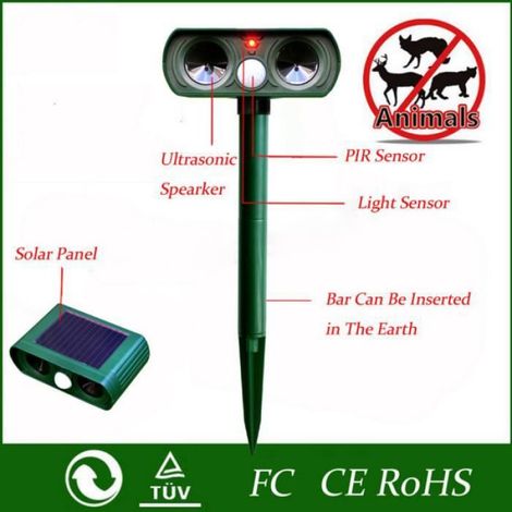 1 pcs 2017 vert jardin chat chien antiparasite solaire puissance ultra sonic effaroucheur effrayer répulsif pour animaux une (1/4)