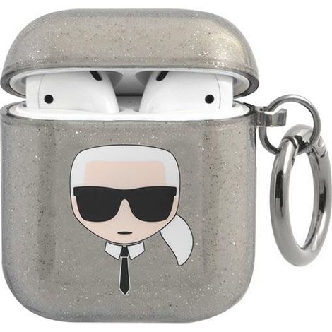 Karl Lagerfeld KLA2UKHGK AirPods 1/2cover schwarz/schwarz Glitzer Karls Kopf (1/3)