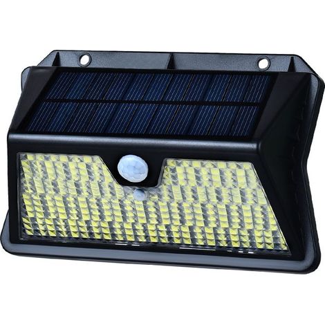 Applique murale extérieure solaire rechargeable étanche à 283 LED avec détecteur de présence infrarouge, alimentée par l'énergie solaire et dotée d'un capteur de mouvement. (1/5)