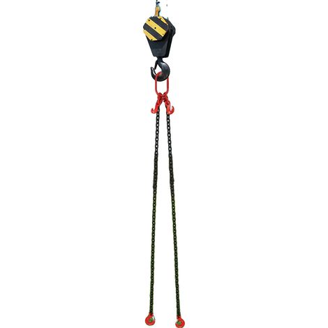 Sangle de levage en chaîne, capacité de 2 tonnes, longueur de chaîne de 2 mètres, matériau en acier allié, couleur rouge et noire, conception en acier forgé (1/5)