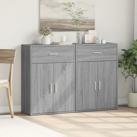 Buffet de Cuisine 2 Pièces, Gris Sonoma, 60x30x84 cm, Meuble Rangement Bois Ingénierie (1/5)